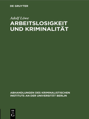 cover image of Arbeitslosigkeit und Kriminalität